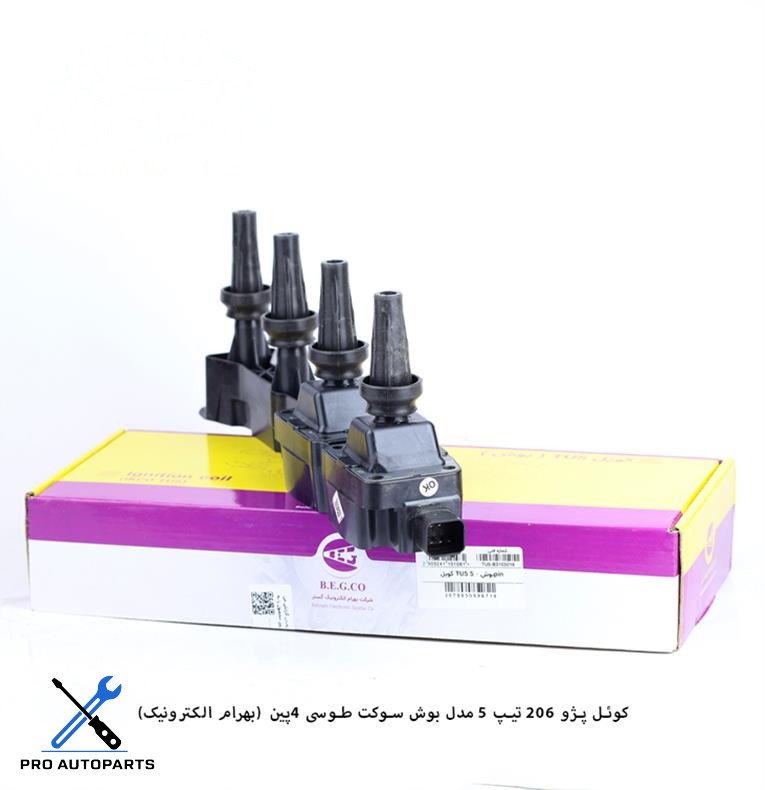 کوئل پژو 206 تیپ 5 مدل بوش سوکت طوسی 4پین ( بهرام الکترونیک )